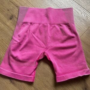 Pink Ribbed Biker Shorts